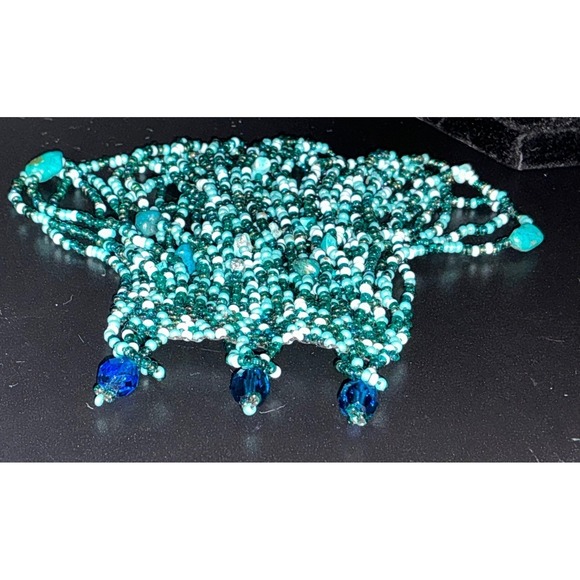 Boho Beaded Bracelet Turquoise Blue Seed Bead Layered - Picture 5 of 5